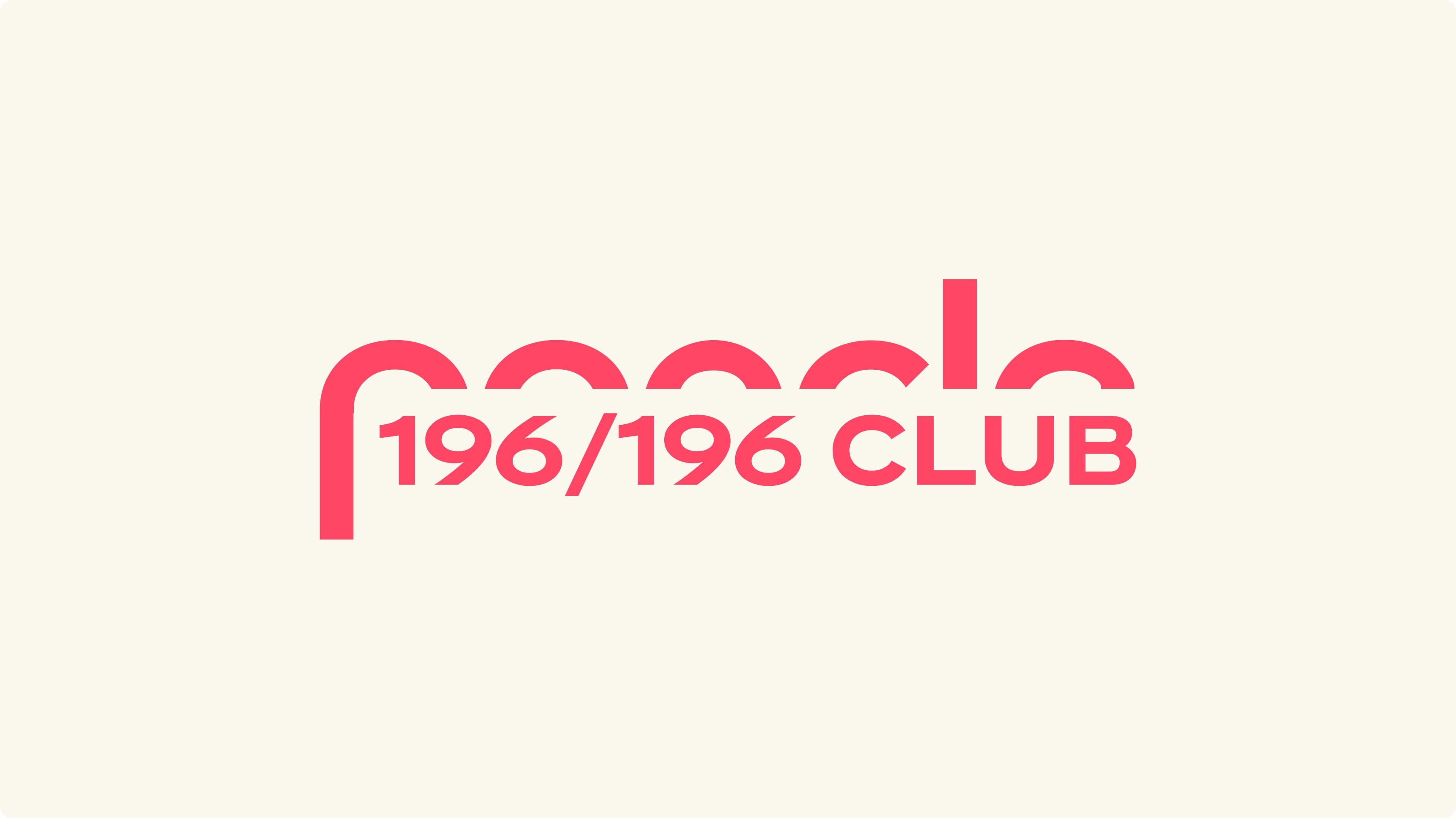 Poncle 196/196 Club logo: stylized pink-red text reading "people" with "196/196 CLUB" overlaid, on a light cream background.